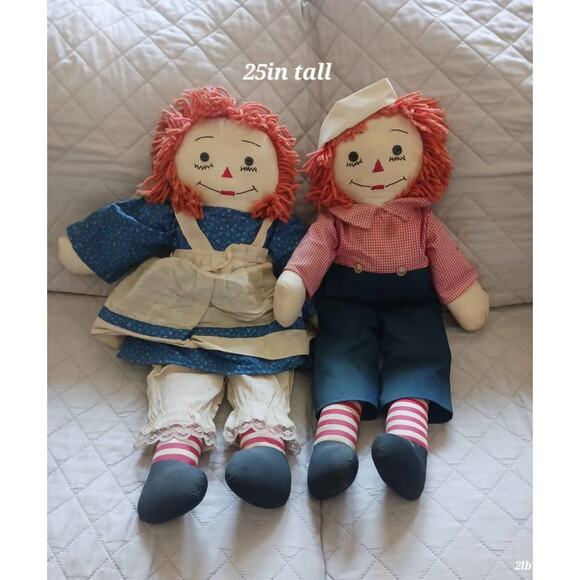 Pair of Vintage Raggedy Ann and Andy Rag Dolls - Picture 1 of 9
